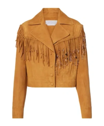 Gabriela Hearst Azra Fringe Jacket In Cashew Suede With Charms In Brown