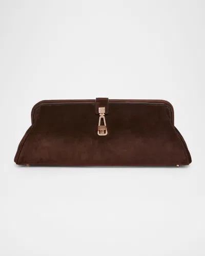 Gabriela Hearst Baguette Suede Clutch Bag In Brown