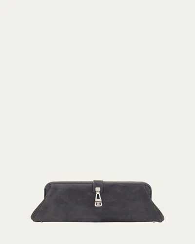 GABRIELA HEARST BAGUETTE SUEDE CLUTCH BAG
