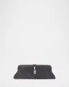 Gabriela Hearst Baguette Suede Clutch Bag In Gray