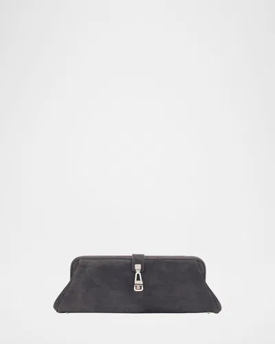Gabriela Hearst Baguette Suede Clutch Bag In Gray