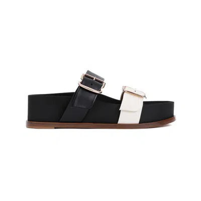 Gabriela Hearst Wren Flat Sandals Contrast Straps In Black