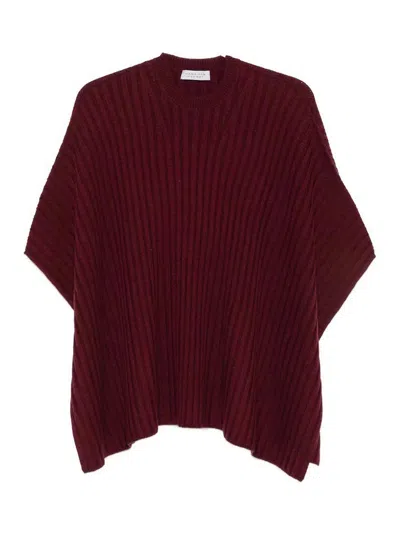 Gabriela Hearst Baron Knit Cropped Poncho In Dark Red
