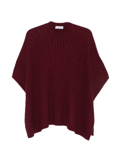 Gabriela Hearst Baron Ribbed-knit Poncho In Burgundy