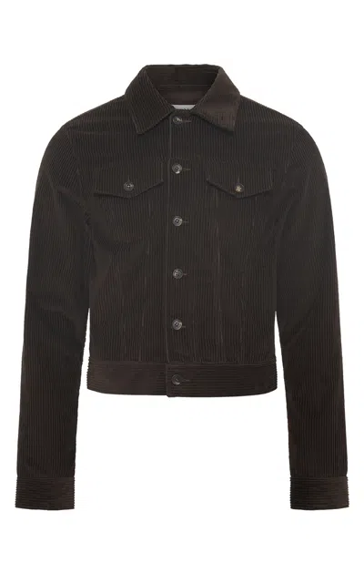 Gabriela Hearst Barry Trucker In Chocolate Cashmere Corduroy In Brown