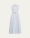 Gabriela Hearst Becca Belted Cotton Poplin Maxi Shirt Dress In Light Blue