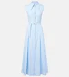 Gabriela Hearst Becca Belted Cotton Poplin Maxi Shirt Dress In Blue