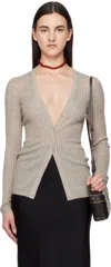 Gabriela Hearst Beige Emma Pointelle Cardigan In Oal Oatmeal