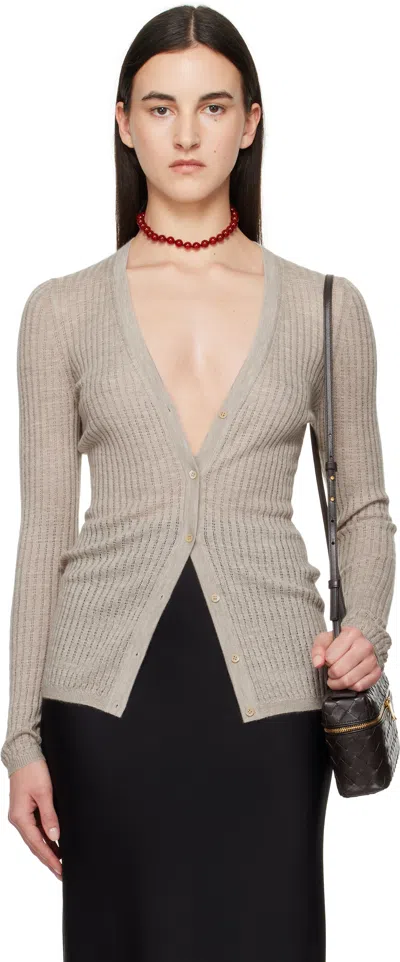 Gabriela Hearst Beige Emma Pointelle Cardigan In Oal Oatmeal