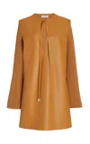 Gabriela Hearst Beko Mixed-media Cashmere Long-sleeve Mini Dress In Cashew