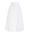 Gabriela Hearst Dugald Pleated Belted Linen Midi Skirt In White