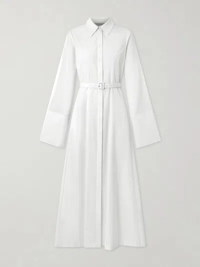 Gabriela Hearst Carmina Belted Cotton-poplin Maxi Dress In White