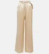 Gabriela Hearst Belted High-rise Silk Pants In Champagne
