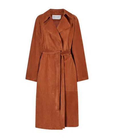 Gabriela Hearst Lyra Belted Suede Coat In White