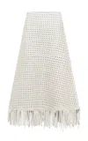 Gabriela Hearst Bennie Increcciato Leather Midi Skirt In White