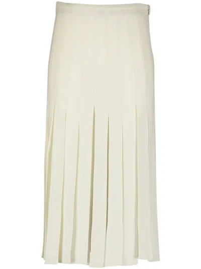 Gabriela Hearst Binka Pleated Wool Skirt In White