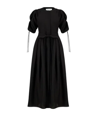 Gabriela Hearst Black Linnea Maxi Dress In Aloe Linen