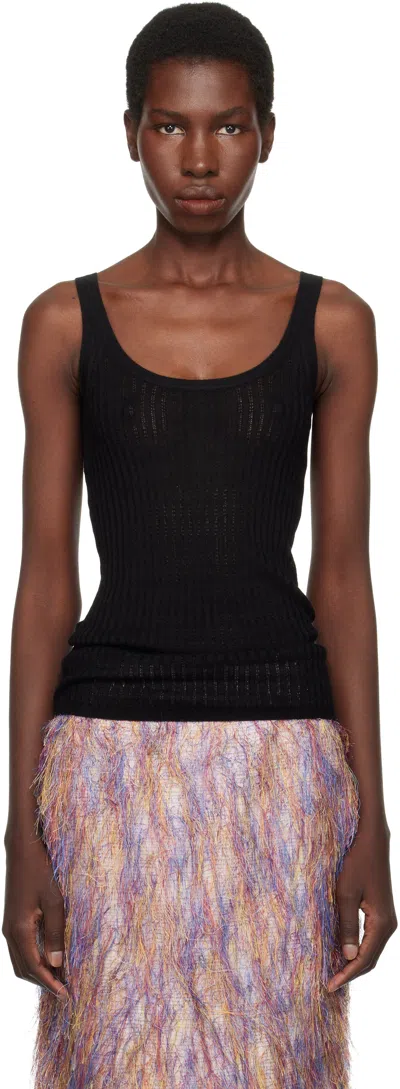 Gabriela Hearst Black Nevin Pointelle Knit Tank Top