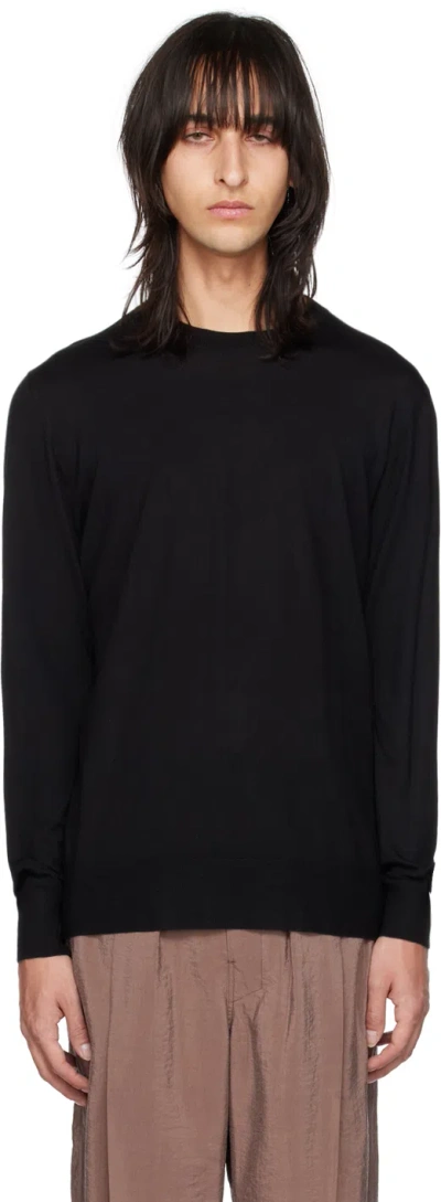 Gabriela Hearst Men's Palco Solid Wool Crew Sweater In Black