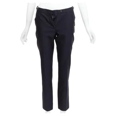 Pre-owned Gabriela Hearst Black Silver Side Buckles Silk Lined Tapered Pants It36 Xxs