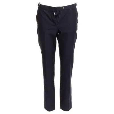 Pre-owned Gabriela Hearst Black Silver Side Buckles Silk Lined Tapered Pants It36 Xxs