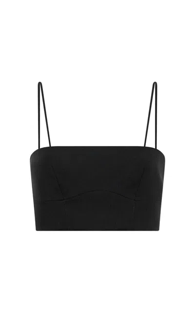 Gabriela Hearst Blazie Top In Black Aloe Linen