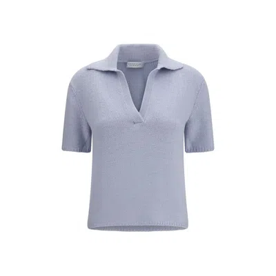 Gabriela Hearst Sohan Short-sleeved V-neck Sweater In Blue