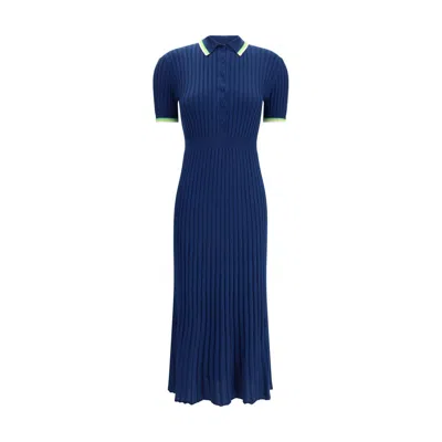 Gabriela Hearst Eyot Ribbed Silk And Cashmere-blend Midi Dress In Blue