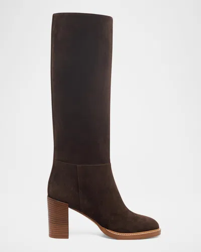 Gabriela Hearst Bocca 75mm Suede Knee-high Boots In Brown