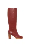 Gabriela Hearst Bocca Knee High Boot In Burnt Sienna Leather In Red