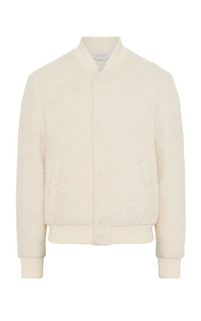Gabriela Hearst Brandon Bomber In Ivory Recycled Cashmere Boucle In Neutral