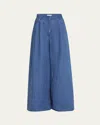 Gabriela Hearst Brenn Distressed Wide Leg Jeans In Medium Blue