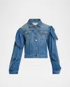 Gabriela Hearst Briella Tie Slit-sleeve Denim Jacket