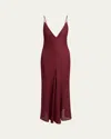 Gabriela Hearst Brigita Backless Fluted Alpaca Slip Dress In Bordeaux