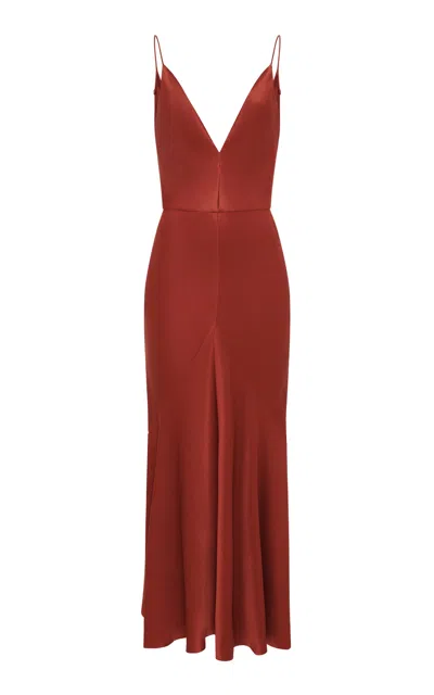 Gabriela Hearst Brigita Dress In Burnt Sienna Double Satin In Red