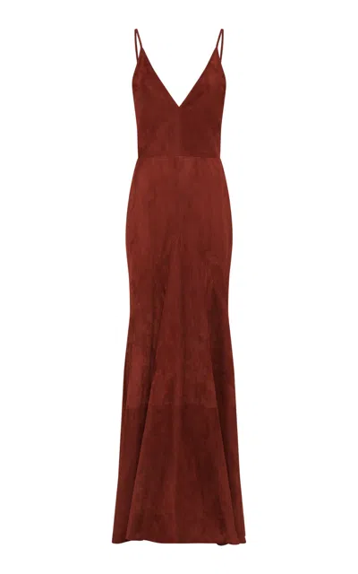 GABRIELA HEARST BRIGITA SLIP DRESS IN BURNT SIENNA SUEDE