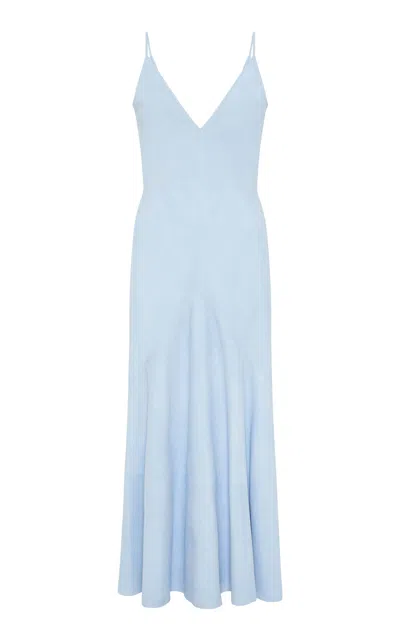 Gabriela Hearst Brigita Suede Midi Dress In Blue
