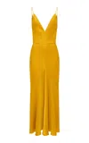 Gabriela Hearst Brigita V-neck Silk Maxi Dress In Yellow