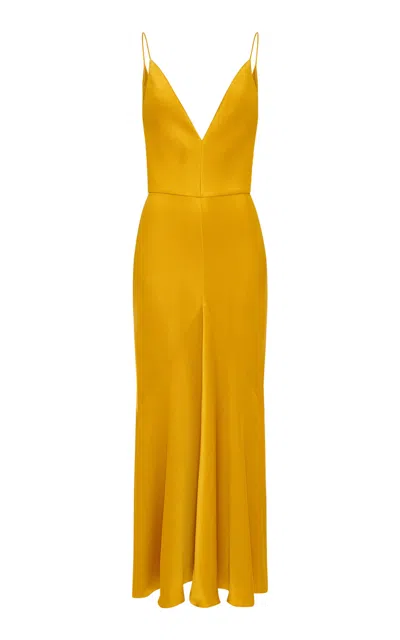 Gabriela Hearst Brigita V-neck Silk Maxi Dress In Yellow