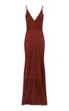 Gabriela Hearst Brigita V-neck Suede Maxi Dress In Brown