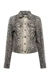 Gabriela Hearst Bronte Snake-printed Denim Jacket In Grey