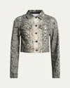 Gabriela Hearst Bronte Snakeskin-print Crop Denim Jacket In Multi