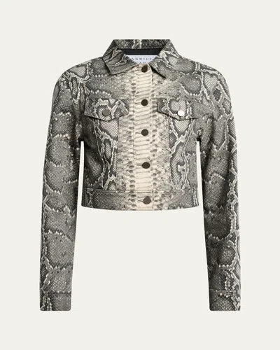 Gabriela Hearst Bronte Snakeskin-print Crop Denim Jacket In Multi