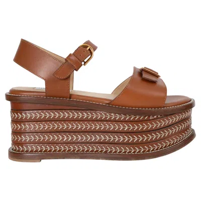 Pre-owned Gabriela Hearst Brown Leather 2021 Hill Platform Sandals Shoes 37.5 Fit 37