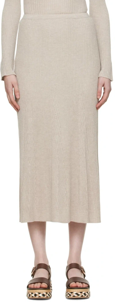 Gabriela Hearst Brown Silk Midi Skirt In Oal Oatmeal