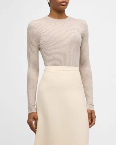 Gabriela Hearst Browning Cashmere Ribbed Top In Oatmeal
