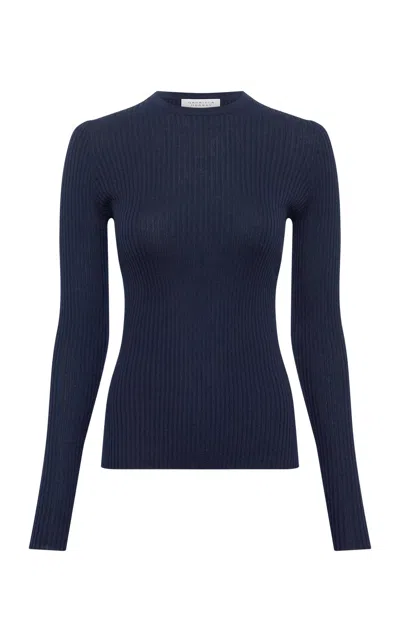 Gabriela Hearst Browning Knit Sweater In Electric Navy Cashmere Silk
