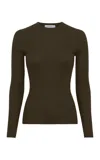 Gabriela Hearst Browning Knit Sweater In Olive Cashmere Silk In Green