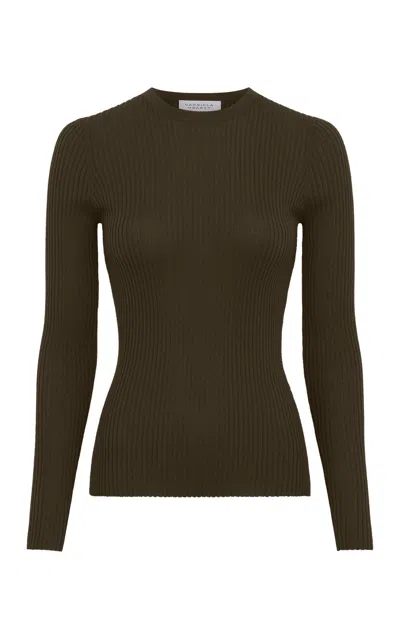 Gabriela Hearst Browning Knit Sweater In Olive Cashmere Silk In Green