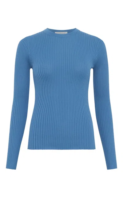 Gabriela Hearst Browning Knit Sweater In Sky Cashmere Silk